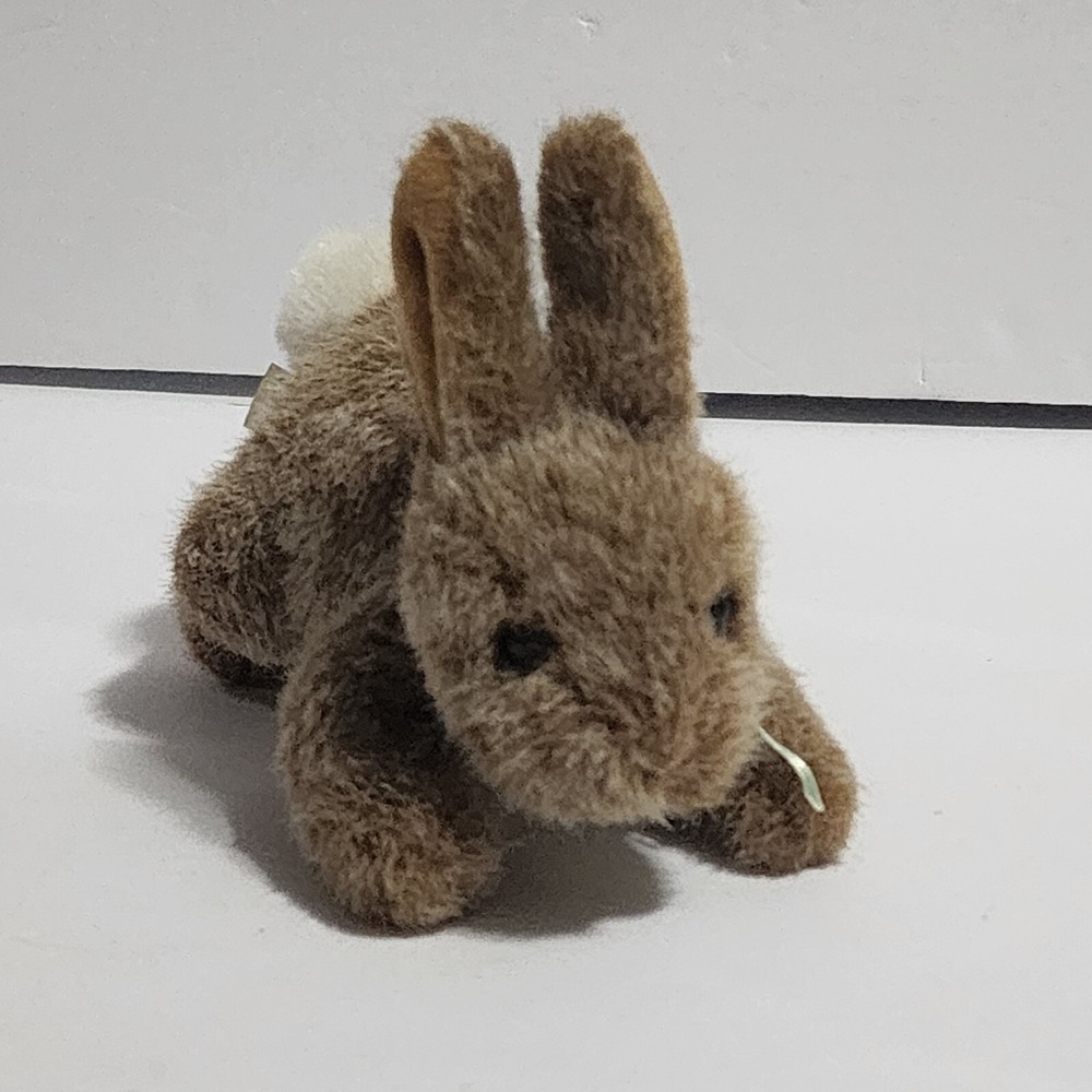 Gund Brown Bunny Rabbit White Tail Plush Green Ribbon Bow 6 Inch Stuffed Toy